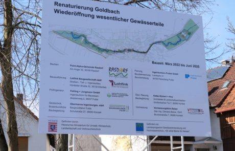 Grüsselbach - Bauschild Grüsselbach (auch Goldbach genannt)